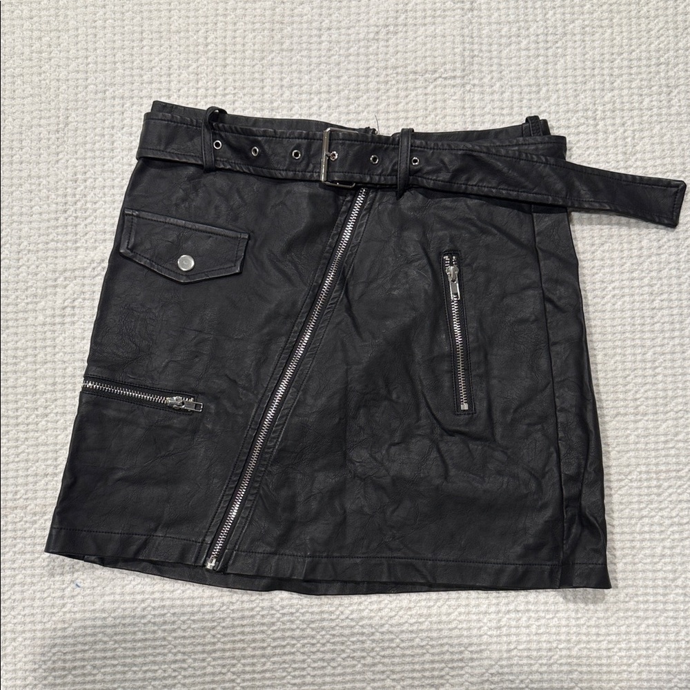 LF Seek the Label Black Leather Skirt with Belt